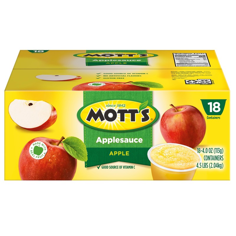 Mott's Applesauce, 4 Oz Cups, 18 Count, No Artificial Flavors,