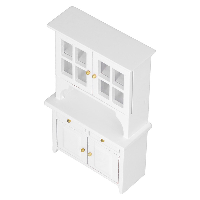 1:12 Dollhouse Cabinet Wooden Simulated Miniature Kitchen Furniture Decoration AccessoriesWhite