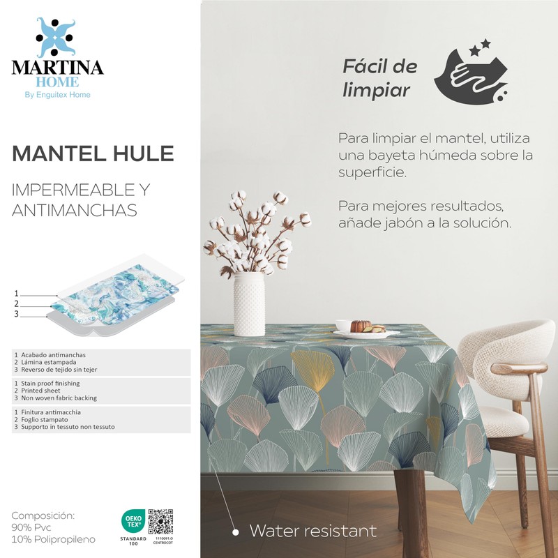 Martina Home Oilcloth Tablecloth DUERO Blue 200 x 140 cm