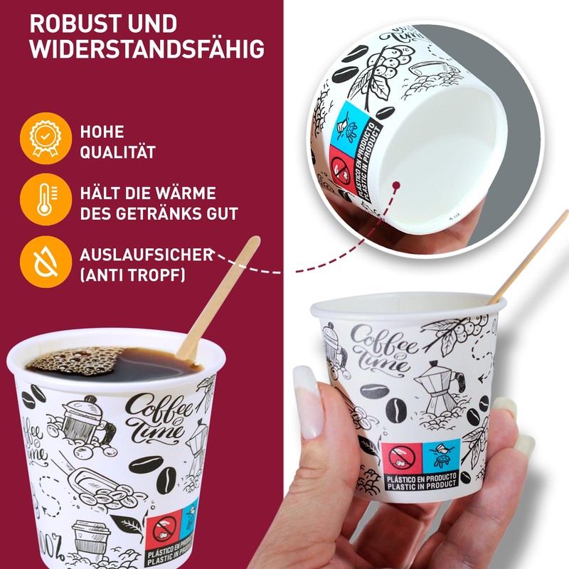 gobecups 100 Disposable Coffee Cups 110 ml / 4 oz