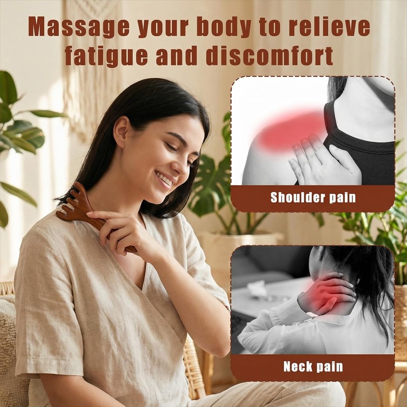 Wooden Scalp Massager 2 Pcs 5-Claw Natural Sandalwood Massage Comb