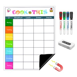 DumanAsen Meal Planner, Weekly Planner, Magnetic Dry Erase Planner for Fridge, 16" x 12", Includes 4 Dry Erase Colorful Markers