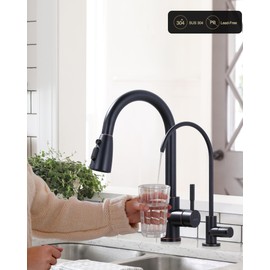 Kitchen Faucet and Water Filter Faucet Combo, WOWOW Stainless Steel Kitchen Sink Faucet with Drinking Water Faucet for Reverse Osmosis or Water Filtration System, Oil-Rubbed Bronze