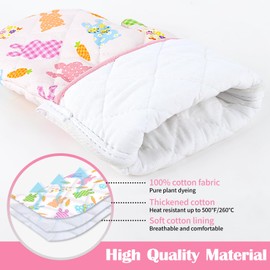 Arquiel Easter Bunny Cartoon Oven Mitts and Pot Holders Sets 4Pcs, 100% Cotton Heat Resistant, Extra Long Oven Gloves Potholder for Kitchen Cooking Baking Decoration