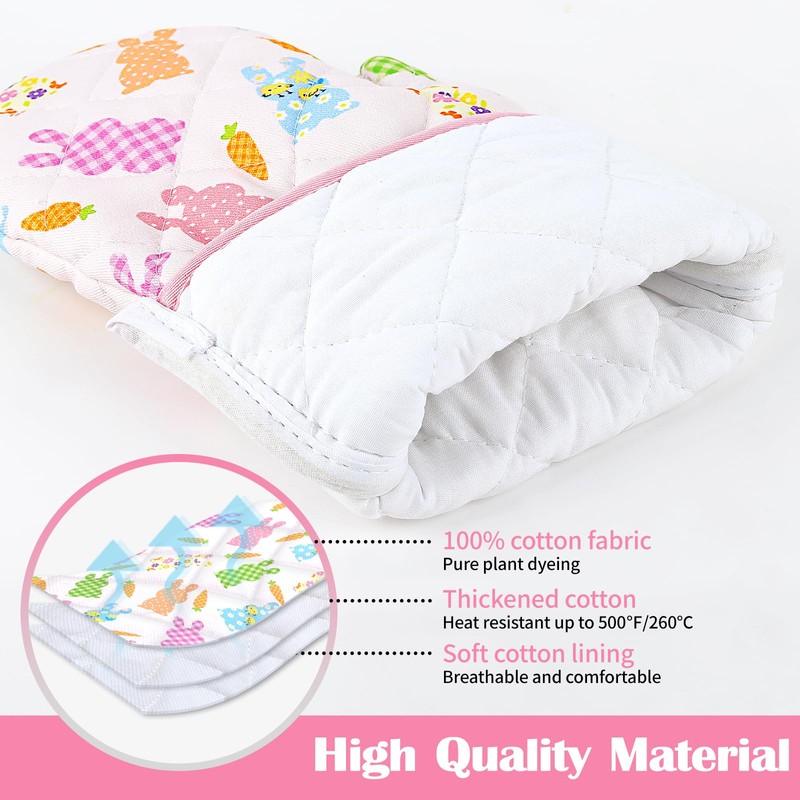 Arquiel Easter Bunny Cartoon Oven Mitts and Pot Holders Sets