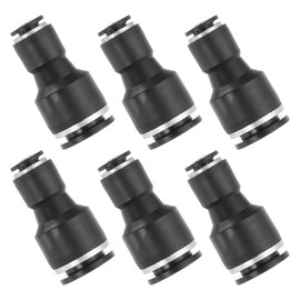 PATIKIL 6 Pcs Straight Union Push to Connect Fitting, 1/4" x 1/2" OD Tube Reducer Connector Quick Push Lock Adapter Air Hose Fitting for Pneumatic System Pipeline Connection, Black