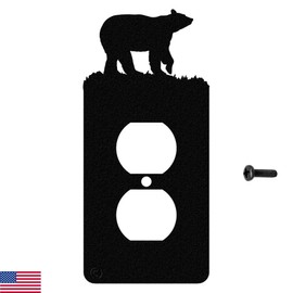 Bear Single Duplex Wall Plate (Single Power, Black) - MADE IN USA