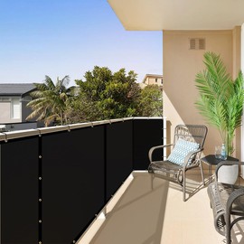 ShadeMart 3' x 171' Balcony Privacy Screen Fence Black Deck Privacy Screen Apartment Customize Size 170 GSM Fencing Mesh Net with Grommets & Zip Ties 90% Blockage Fence Cover for Patio Railing