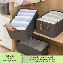 TBIEHOD Large Fabric Storage Box with Handles, Foldable Drawer Organizer for Closet, 18.5x11x8 inches, Gray