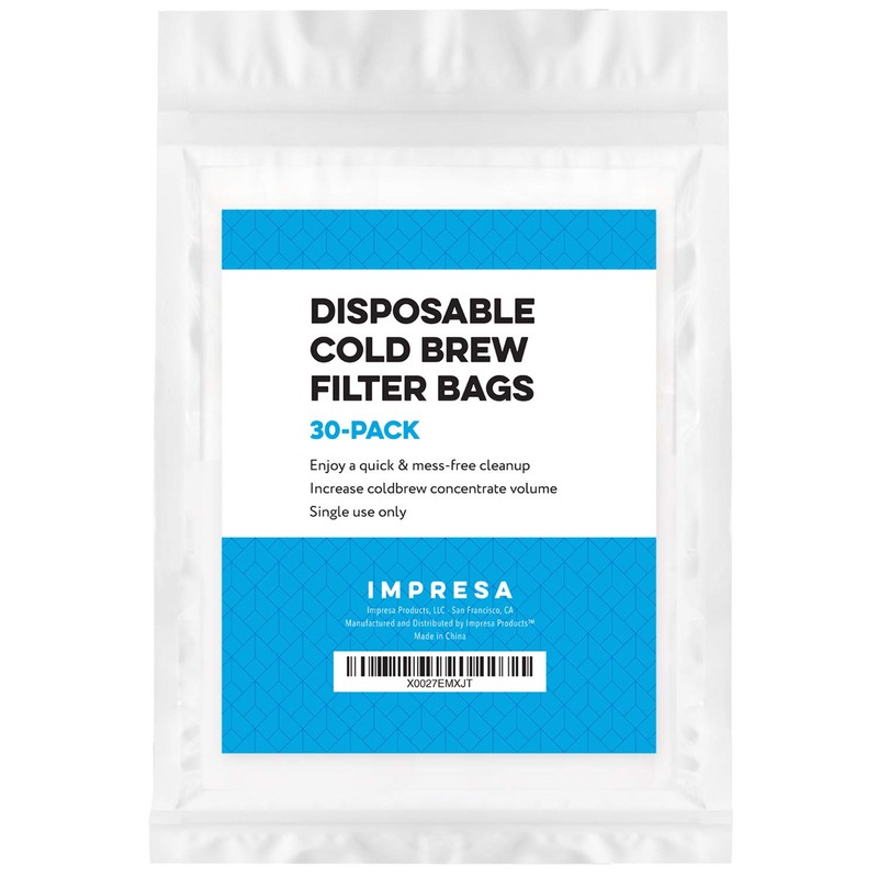 Impresa 30 Pack Cold Brew Paper Filter Bags Compatible Replacement