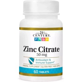 21st Century Healthcare Zinc Citrate Tablets 50Mg, 60 Count