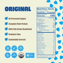 Lil Bucks Sprouted Regeneratively Grown Buckwheat Seeds– Paleo Cereal, Gluten-Free Granola, High in Protein, Low Sugar, Organic Superseed Crunch (ORIGINAL, 6 Pack)