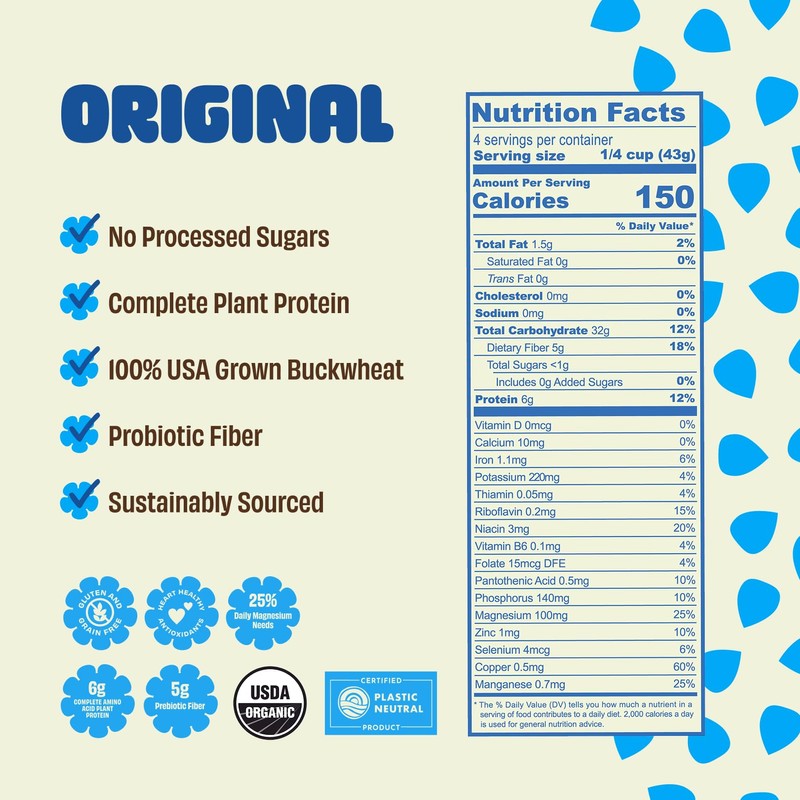 Lil Bucks Sprouted Regeneratively Grown Buckwheat Seeds– Paleo Cereal, Gluten-Free