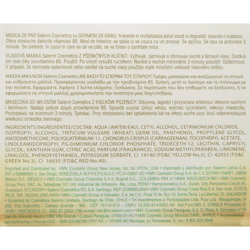 Salerm Cosmetics Mascarilla Salerm Germen Trigo Reparación E Hidratación 200m