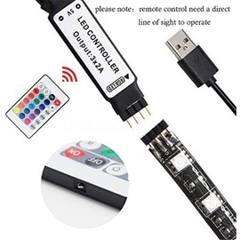 RGBZONE 1m USB DC 5V Inline IR Controller with 24 Key Wireless Controller for 5050 3528 RGB LED Light Strip