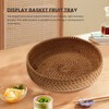 Wanjorlay Handmade Autumn Rattan Weave Round Storage Basket Fruit Bowl