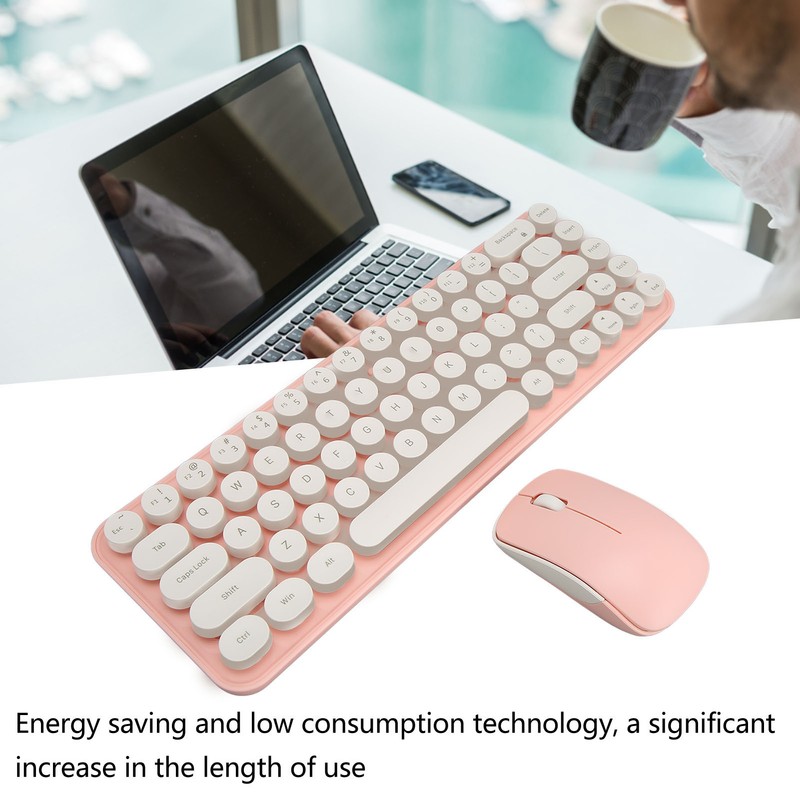 Wireless Keyboard Mouse Combo Mini Portable Retro Silent 2.4G Wireless