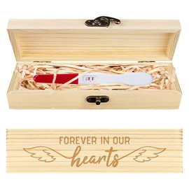 CHGCRAFT Lost Baby Sympathy Gift Keepsake Box Angel Wings Wooden Loss of Baby Sympathy Gifts Box with Raffia Ribbon and Lock Announcement Gifts for Mom Dad, 8x2x1.2 inch