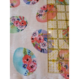 Jo-Ann 100% Cotton Flower Floral Easter Eggs Fabric FQ Fat Quarter