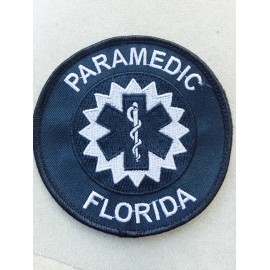 Florida Paramedic Patch - Subdued BLACK 4"  Plastic Back - FREE SHIPPING