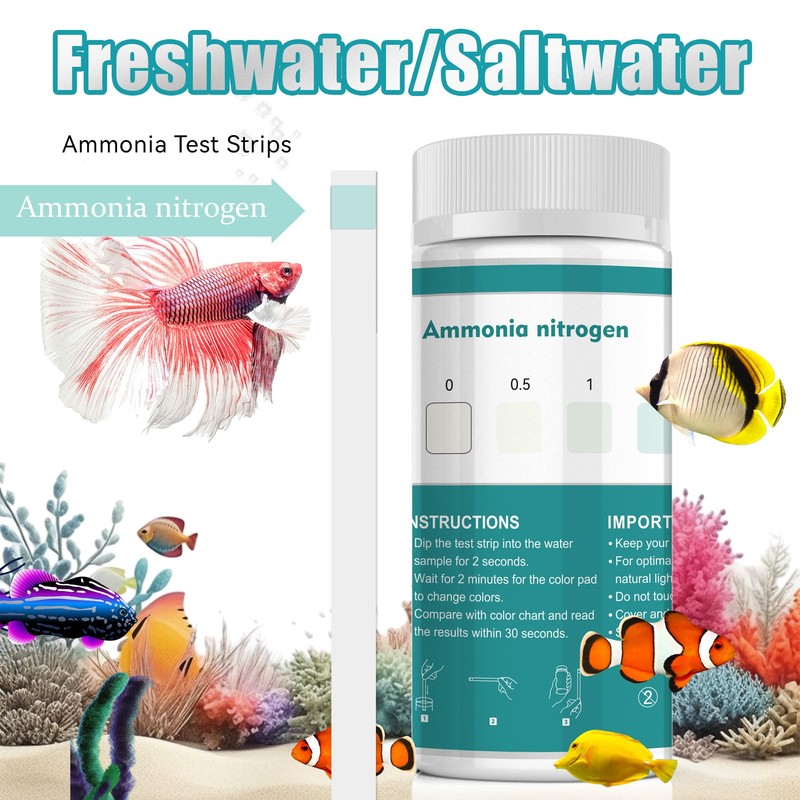 Merydi Ammonia Test Strips,60 Strips Aquarium Test Kit for Fish