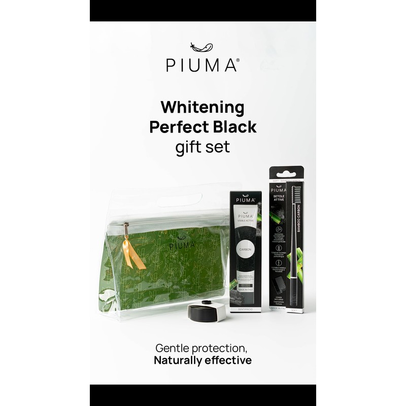 Piuma Care Geschenkset - Zahnbürste & Halter, Zahnpasta, Mundwasser &