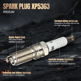 SYKRSS Set of 4 Iridium Spark Plugs XP5363 Compatible with Fiesta C-Max Focus EcoSport Transit Connect Fusion Escape SSV Plug-In Hybrid MKZ Envision 1.6L 2.0L 2.5L L4 Replacement for XP5363 Spark Plug