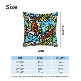Oplp Joystick Game and Words Throw Pillow Covers Set of 2 Pillow Case Square Case Cushion Home for Bedroom Sofa Chair Decor 18"x18"