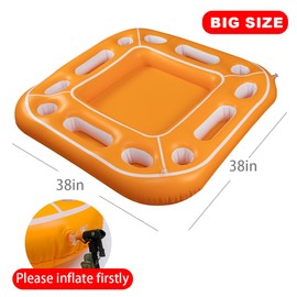 GNYOUS Floating Table for Pool Game with Waterproof Playing Cards, Inflatable Pool Party Tray Float for Drink Snack Holder, Floating Card Game Table, Pool Accessories for Hot Tub, Beach Summer Parties White