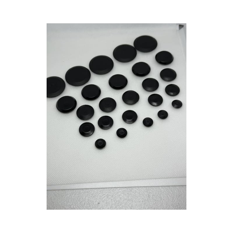 Black Flush Mount Hole Plugs, 25-Pack Assorted Sizes (1/4", 3/8",