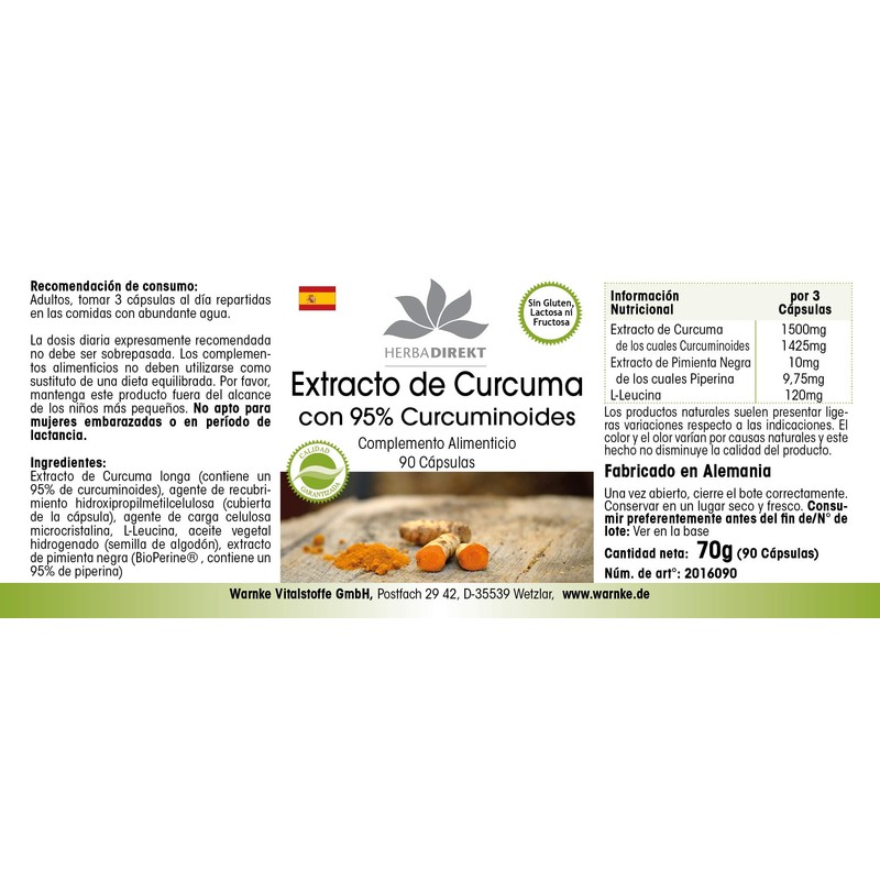 Curcuma (Turmeric) Capsules - Curcumin Extract with Black Pepper -