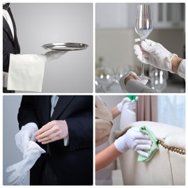 TNSLAND 24 Pack (12 Pairs) White Cotton Gloves for Dry Hands, Moisturising, Cosmetic, Eczema, Spa and Coin Jewellery, Inspection, Serving Handsc