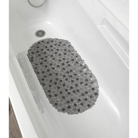 Bubbles Non-Slip Oval Bathtub Mat Clear Grey 28 L X 15 W