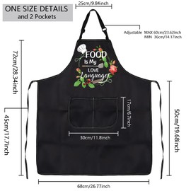 MBMSO Foodie Apron Chef Kitchen Cooking Apron with Pockets for Women Men Foodie Gifts for Food Lover Food Is My Love Language (Foodie Apron-black)
