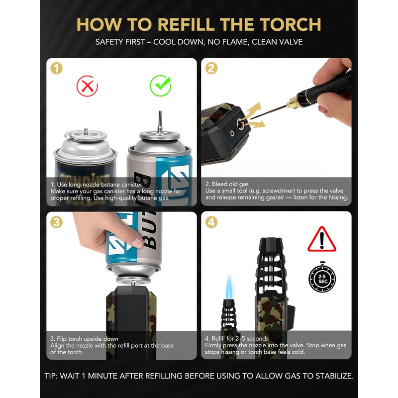 TBTeek Butane Torch Lighter - Adjustable Jet Flame Lighter, Blow