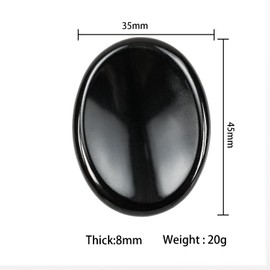 GEMMYDREAM 2 Pcs Obsidian Healing Crystal Worry Stone, Polished Thumb Stone for Anxiety Stress Relief, Natural Gemstone Oval Stone for Meditation and Energy Balance