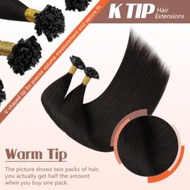 Sunny Hair K Tip Hair Extensions Dark Brown K Tip Hair Extensions Real Human Hair Brown Keratin Tip Hair Extensions Dark Brown Ktip Fusion Hair Extensions Pre Bonded Hair Extension for Women 14in 50g