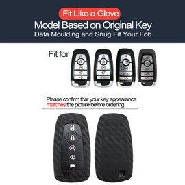 INFIPAR 2pcs Compatible with Ford Edge Escape Bronco Expedition Explorer F-150 Lightning F250 F350 Super Duty Mustang Lincoln Nautilus Navigator Aviator Carbon Fiber Looks Key Fob Cover Case Key Chain