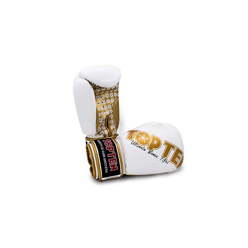 TOP TEN Women's Boxing Gloves 10 oz White Gold