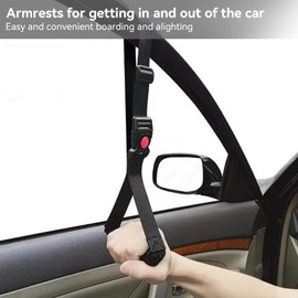 Agatige Car Adjustable Grab Handle, Reinforced Car Handle Assist Door Pull Strap Rear Seat Grab Handle with Non Slip Grip and Buckle Vehicle Support Handle for Elderly, Pregnant Women, Injured People