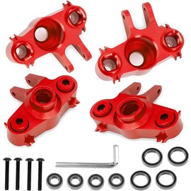 Front Rear Steering Block Knuckle Axle Carriers W/Bearing 5334 for 1/10 Traxxas E-MAXX T-MAXX Revo 3.3 Slayer Summit 4x4 RC Car Upgrade Parts Accessories(Red)