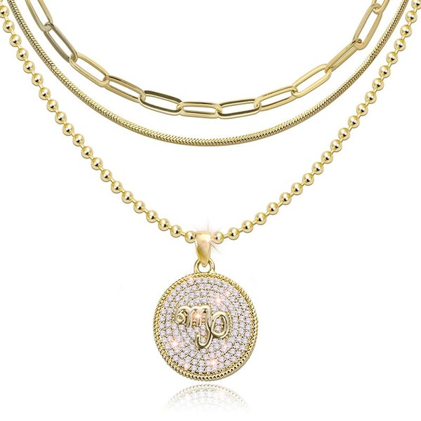 GOLDEN FISH 14k Gold Layered Necklace for Women, Mixed Chain