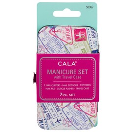 Generic CALA MANICURE SET W/TRAVEL CASE (WORLD TRAVELER) 7 pc set, White