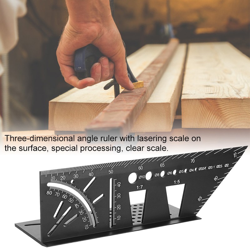 Multifunction Aluminum Alloy 45 Degree 90 Degree Angle Ruler Protractor
