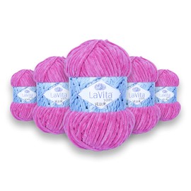 LaVita Yarn VELUR Hand Knitting Yarn, 5-Pieces Pack, 100% Micro Polyester Sports Yarn, 1 Ball 100 gr, 120 mt (4121)