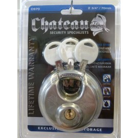 Chateau Padlock Stainless Steel Heavy Duty  3 Keys Round Disc Lock Chateau C-970