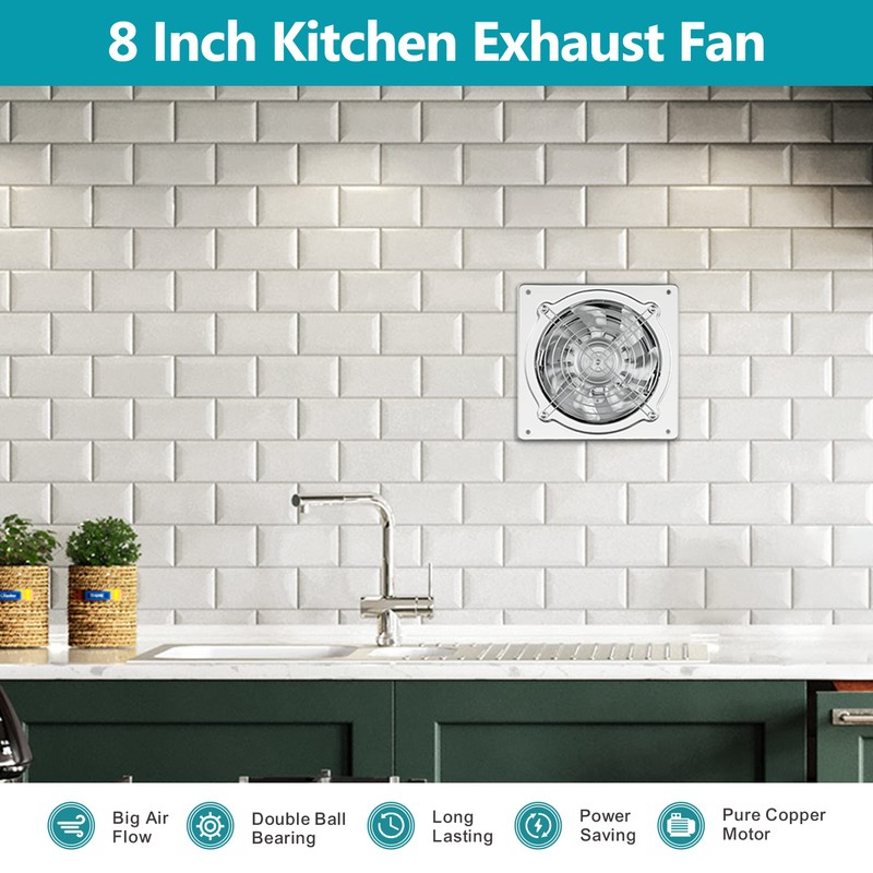 HG Power 8 Inch Kitchen Exhaust Fan, 576CFM Metal Attic