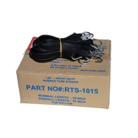 Harriscos LLC 15" Natural Rubber Tarp Straps Snubber Bungee Cords w/Hooks (20 Pack)