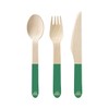 EcoSouLife Wooden Cutlery Set - Green, 24 Pieces