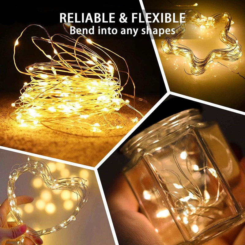 chzk 8 Pack Fairy Lights 7Ft 20 LED Twinkle String